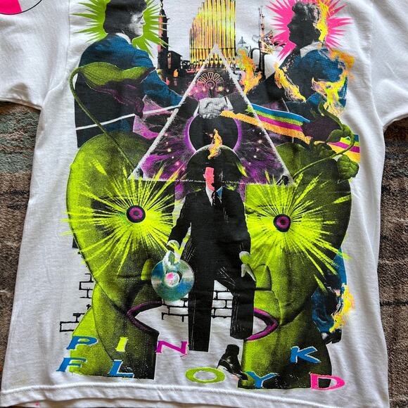 Backstock Co. Pink Floyd AOP All Over Print White Multicolor Tee Shirt Sz Large - Picture 2 of 5
